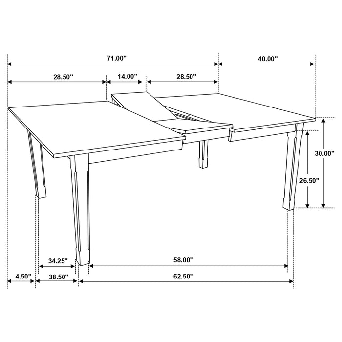 Kirby 71-inch Extension Leaf Dining Table Rustic Off White