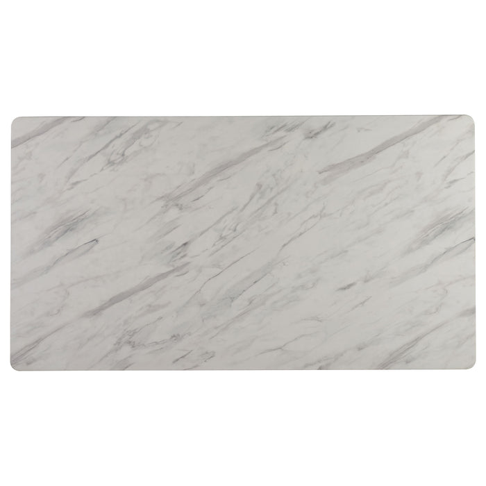 Everett Rectangular 63-inch Faux Marble Dining Table White