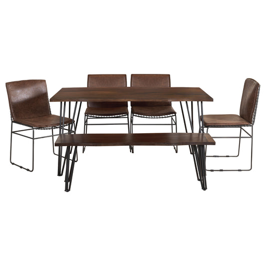 Topeka 6-piece Rectangular Dining Table Set Mango Cocoa