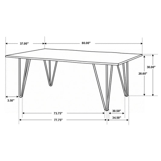 Neve 80-inch Live Edge Dining Table Grey Sheesham