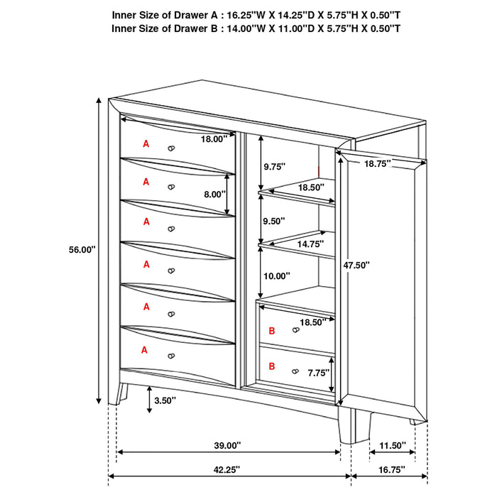 Phoenix 8-drawer Bedroom Chest Cappuccino