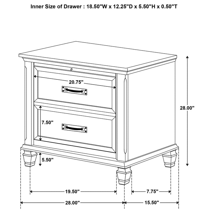 Franco 2-drawer Nightstand Burnished Oak