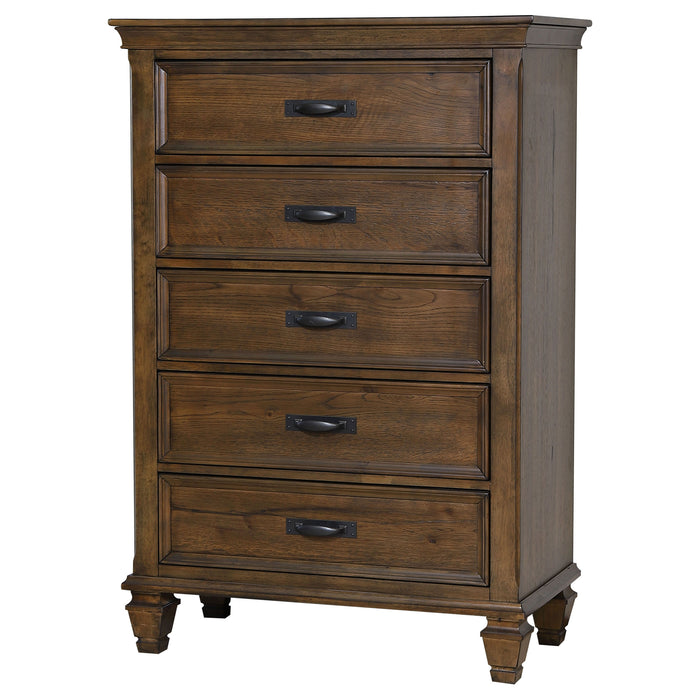 Franco 5-drawer Bedroom Chest Burnished Oak