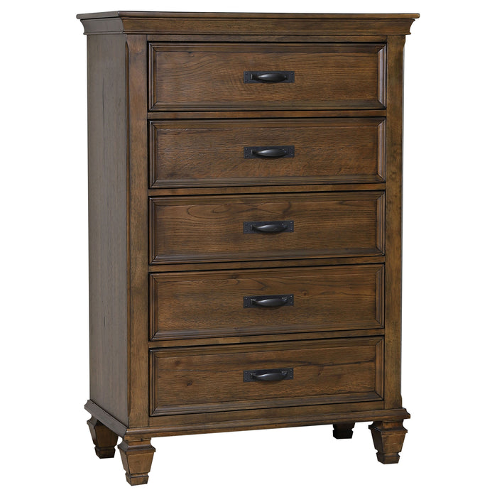 Franco 5-drawer Bedroom Chest Burnished Oak