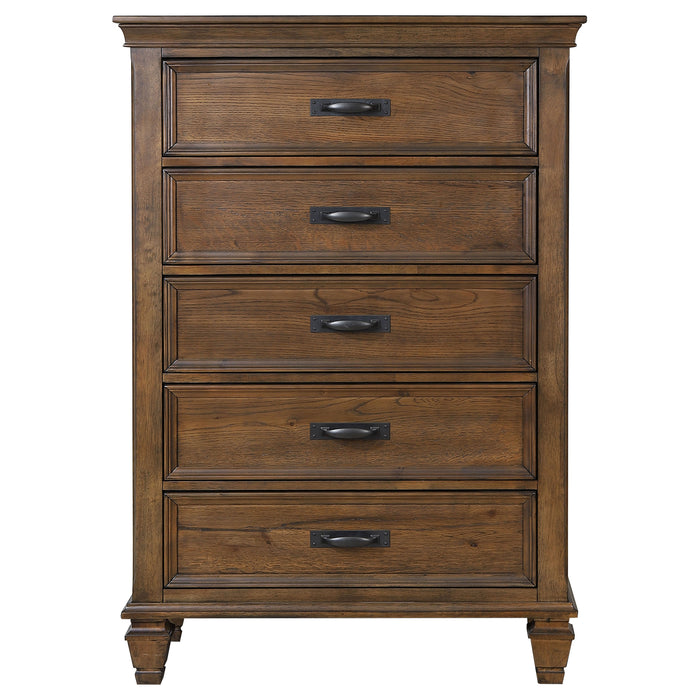 Franco 5-drawer Bedroom Chest Burnished Oak