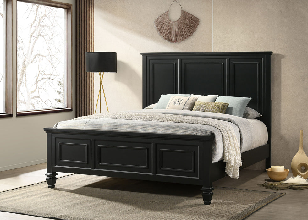 Sandy Beach Wood California King Panel Bed Black