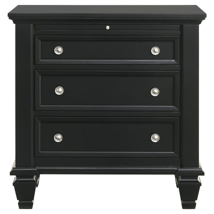 Sandy Beach 3-drawer Nightstand Black