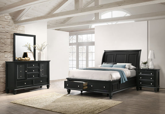 Sandy Beach 4-piece Eastern King Bedroom Set Black