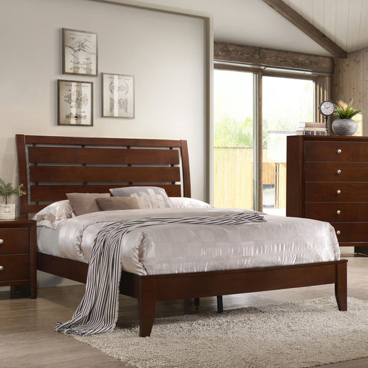 Serenity Wood Eastern King Panel Bed Rich Merlot