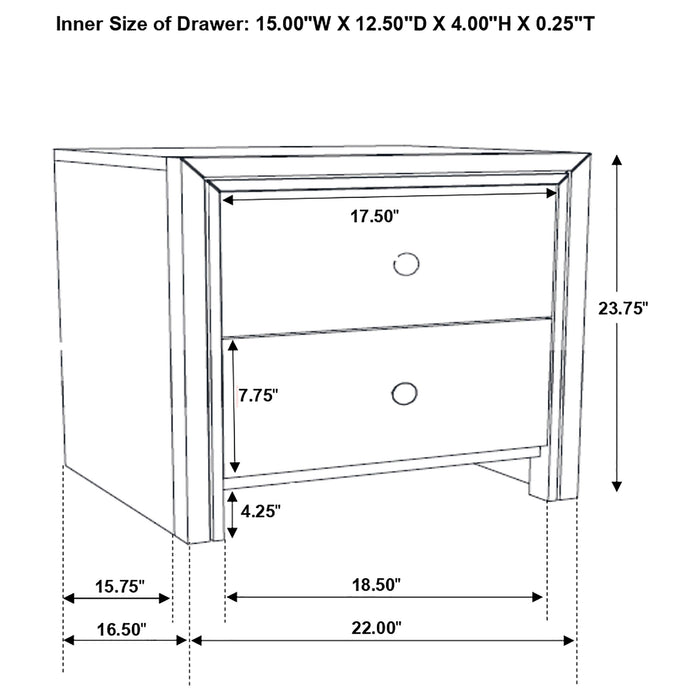 Serenity 2-drawer Nightstand Rich Merlot