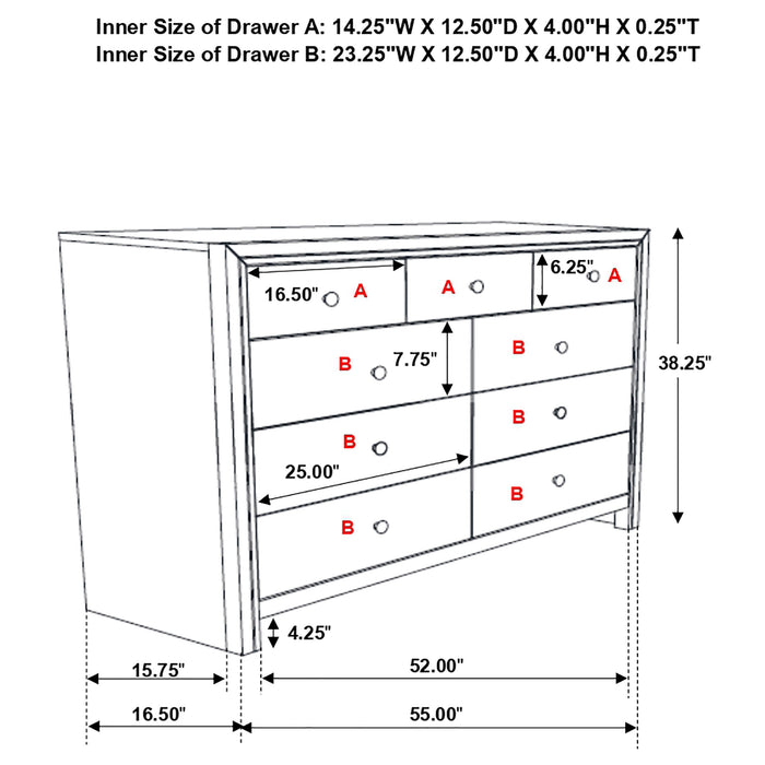 Serenity 9-drawer Dresser Rich Merlot