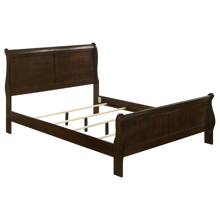 Louis Philippe Wood Full Sleigh Bed Cappuccino