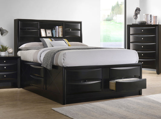 Briana Wood Eastern King Storage Bookcase Bed Black