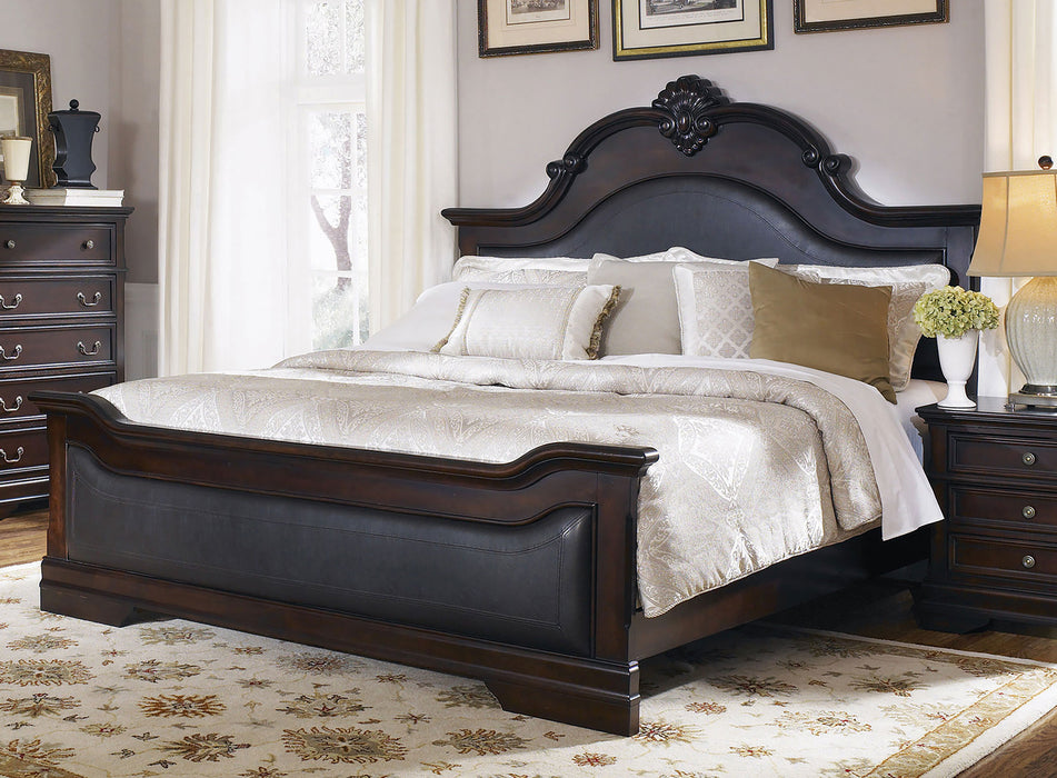 Cambridge Wood Eastern King Panel Bed Cappuccino