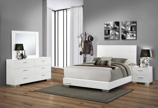 Felicity 4-piece Eastern King Bedroom Set White High Gloss