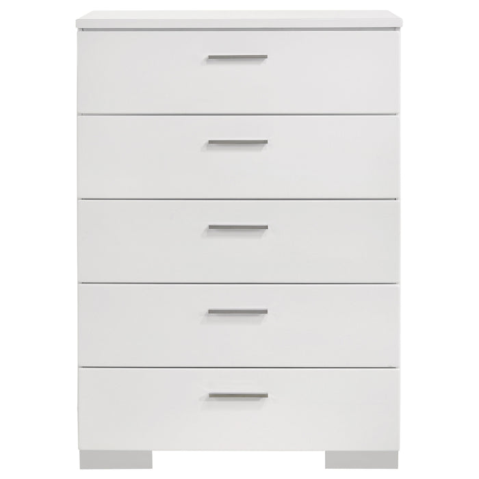 Felicity 5-drawer Bedroom Chest White High Gloss