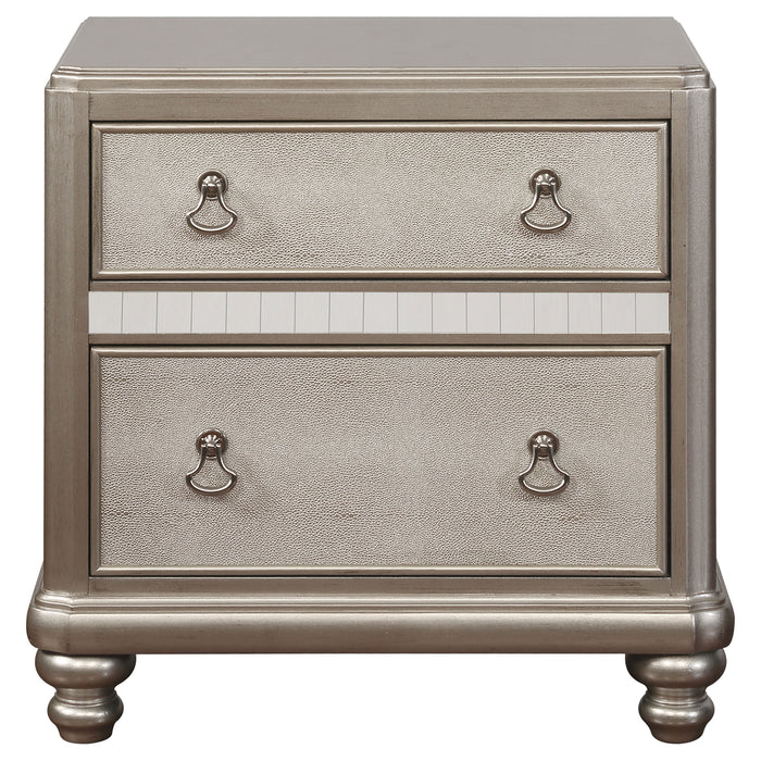 Bling Game 2-drawer Nightstand Metallic Platinum