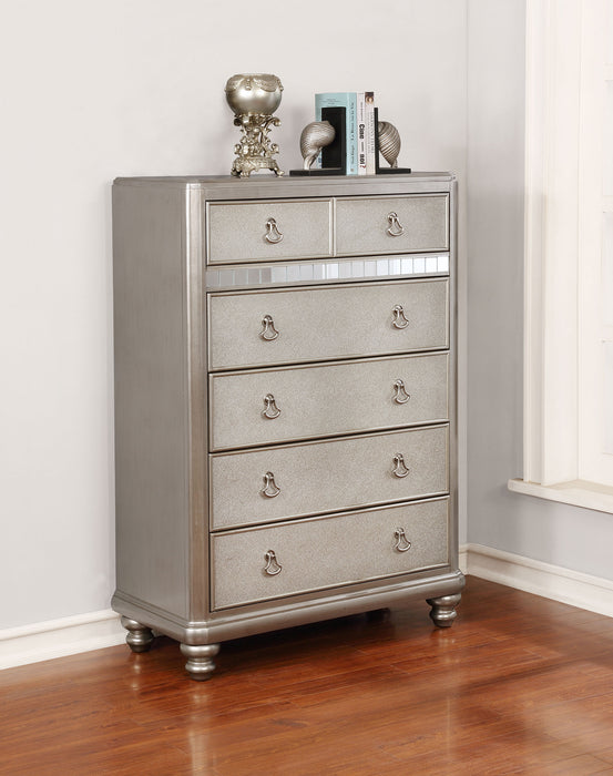 Bling Game 6-drawer Bedroom Chest Metallic Platinum