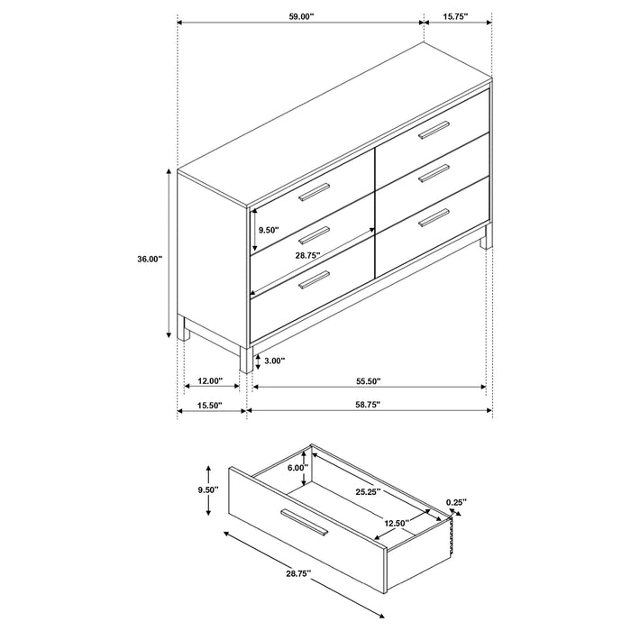 Edmonton 6-drawer Dresser Rustic Tobacco