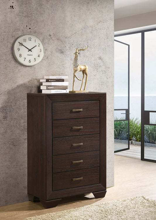 Kauffman 5-drawer Bedroom Chest Dark Cocoa