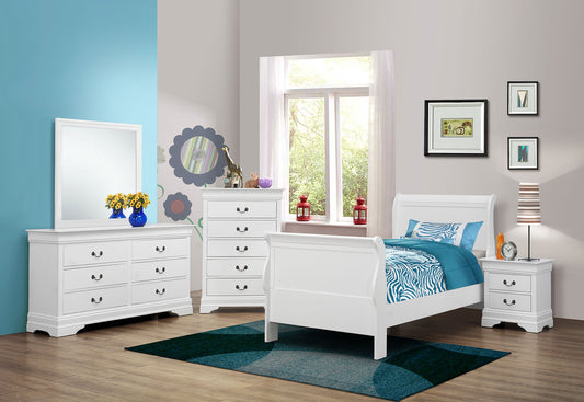 Louis Philippe 4-piece Twin Bedroom Set White