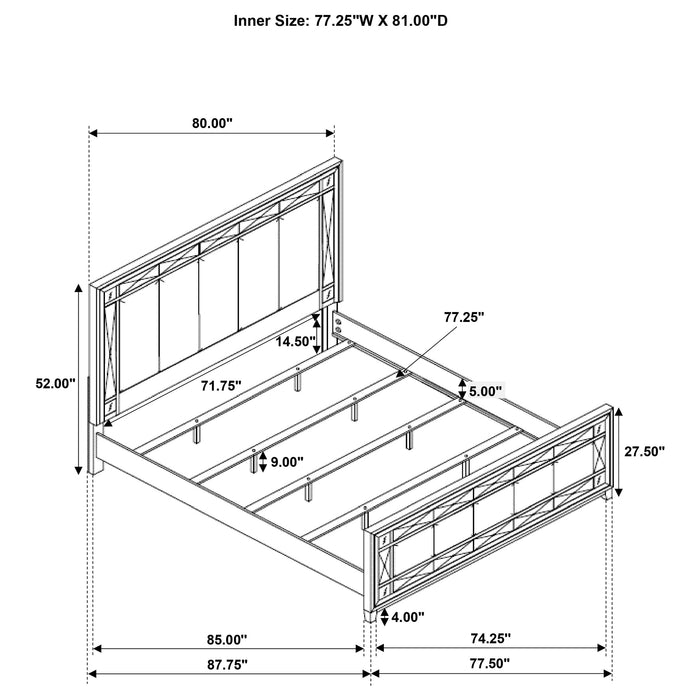 Leighton Wood Eastern King Panel Bed Metallic Mercury