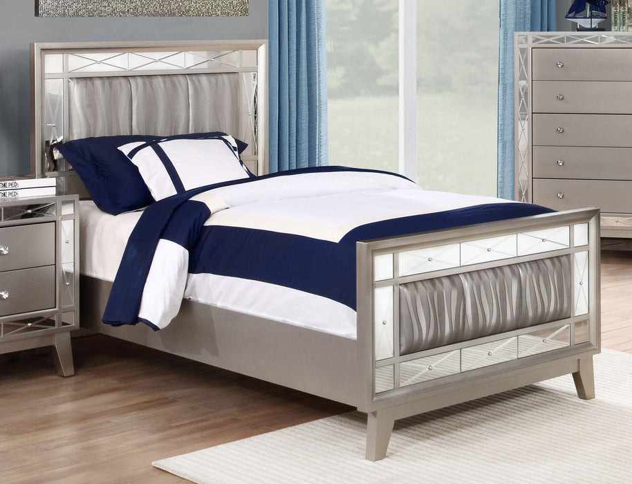 Leighton Wood Twin Panel Bed Metallic Mercury