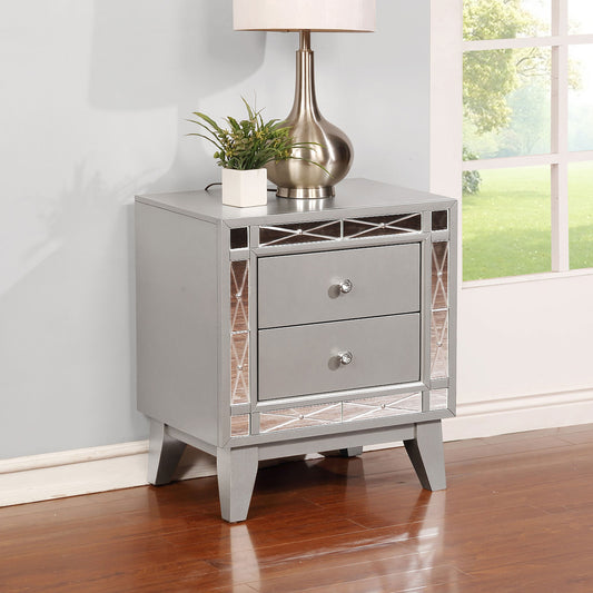 Leighton 2-drawer Nightstand Metallic Mercury