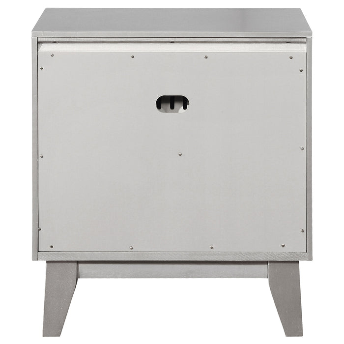 Leighton 2-drawer Nightstand Metallic Mercury