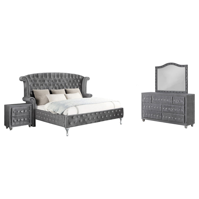 Deanna 4-piece Eastern King Bedroom Set Grey