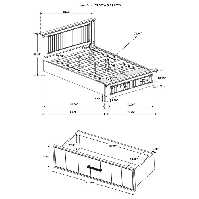 Brenner Wood Eastern King Storage Panel Bed Rustic Honey