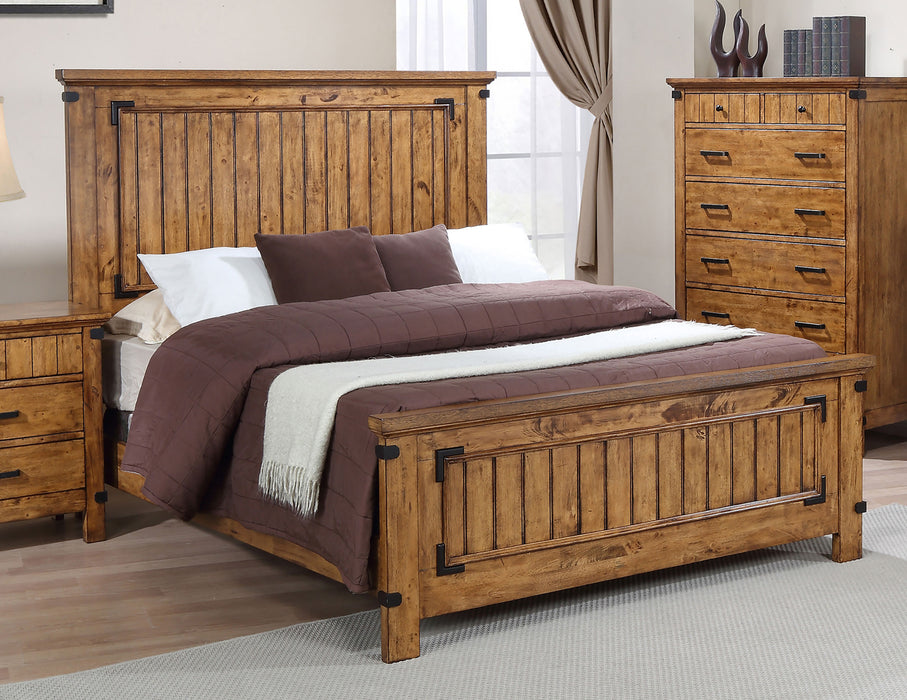 Brenner Wood Eastern King Panel Bed Rustic Honey