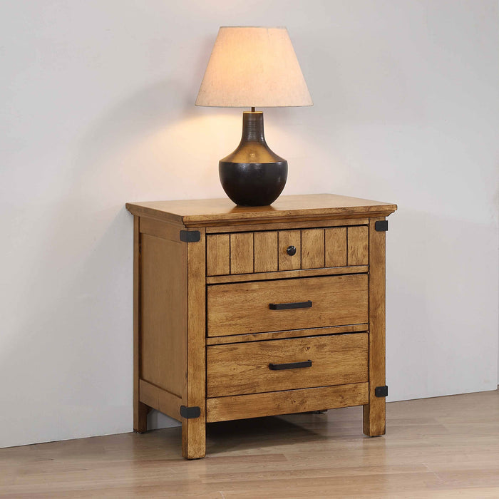 Brenner 3-drawer Nightstand Rustic Honey