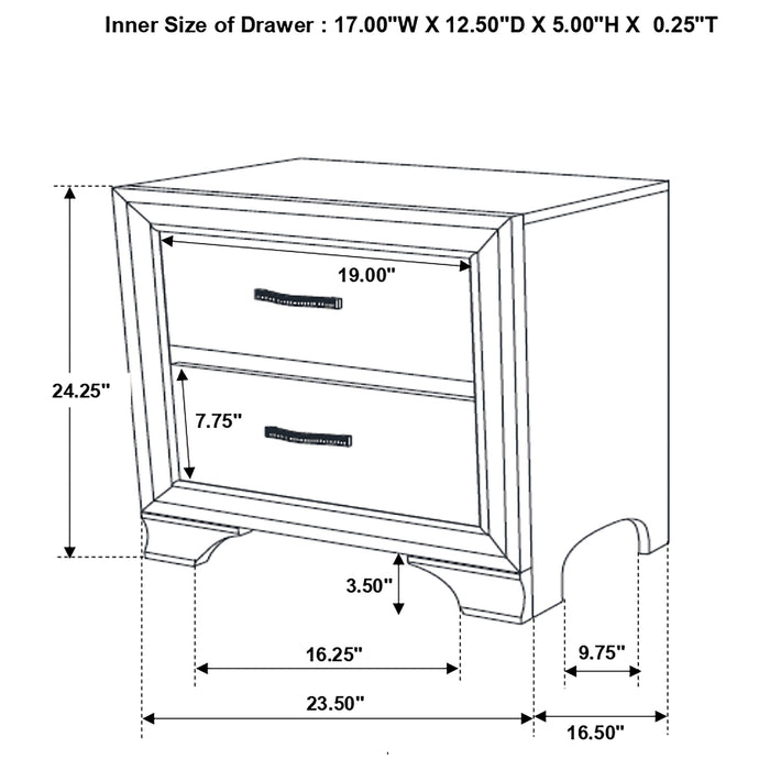 Beaumont 2-drawer Nightstand Champagne