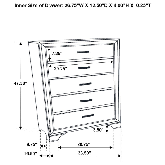 Beaumont 5-drawer Bedroom Chest Champagne