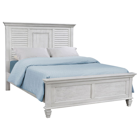 Franco Wood Eastern King Panel Bed Distressed White