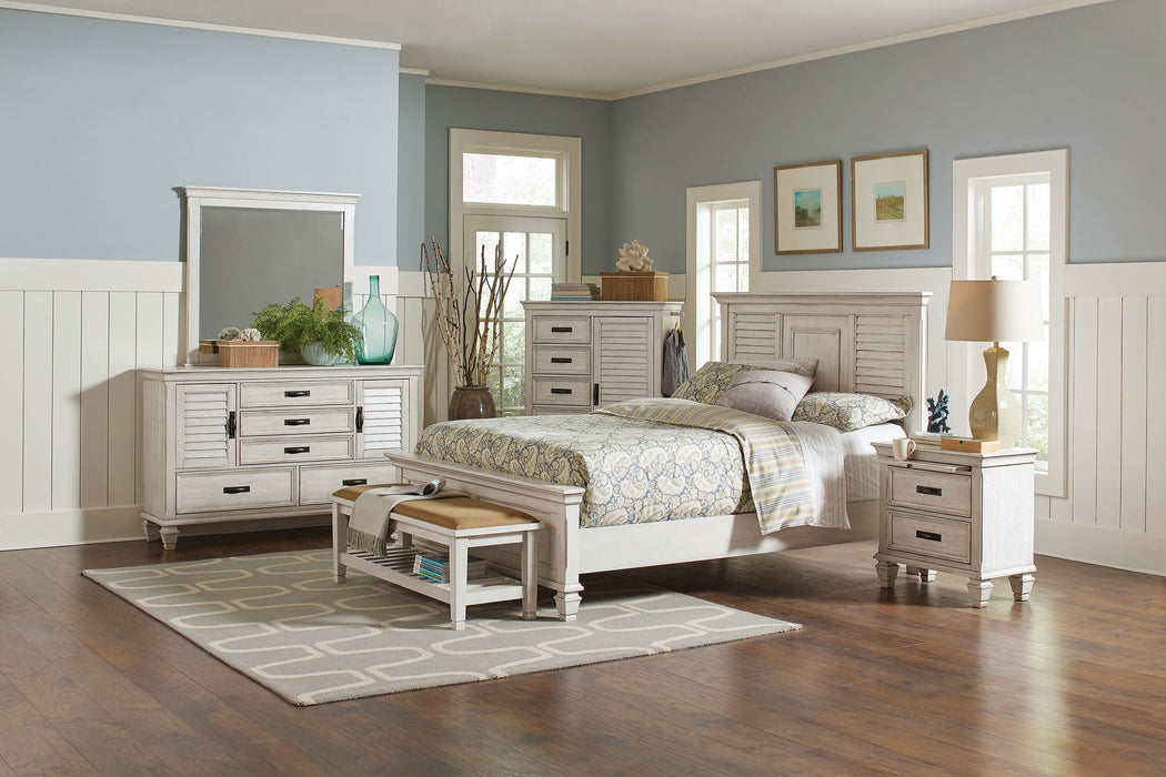 Franco 5-piece California King Bedroom Set Distressed White