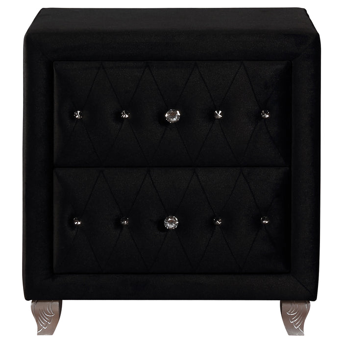 Deanna Upholstered 2-drawer Nightstand Black