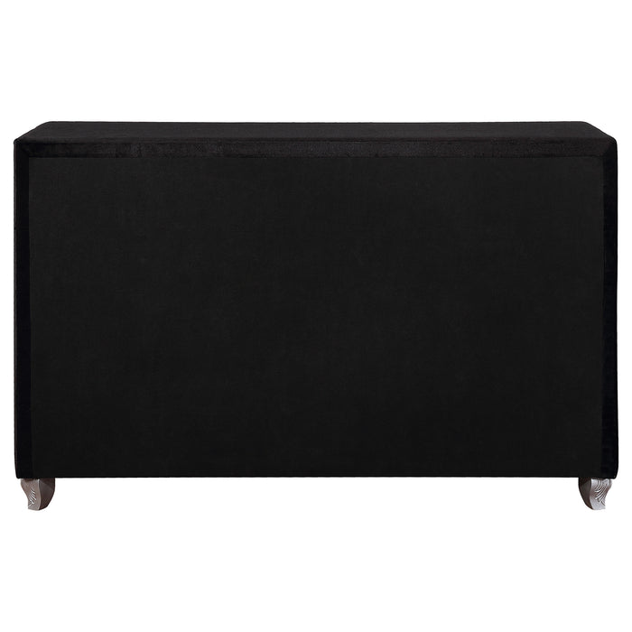 Deanna 7-drawer Upholstered Dresser Black