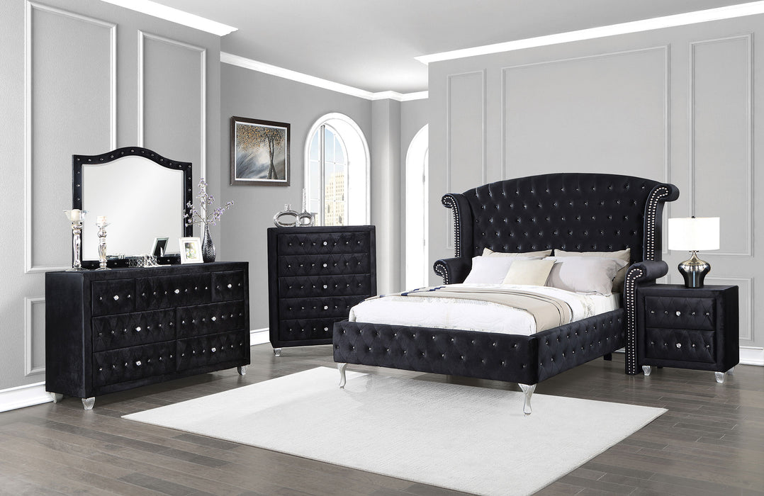 Deanna 7-drawer Upholstered Dresser Black