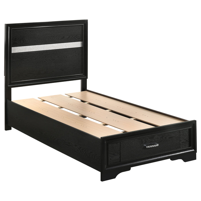 Miranda Wood Twin Storage Panel Bed Black