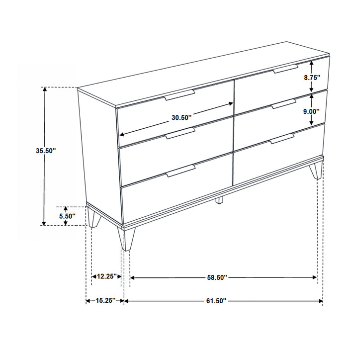 Mays 6-drawer Dresser Walnut