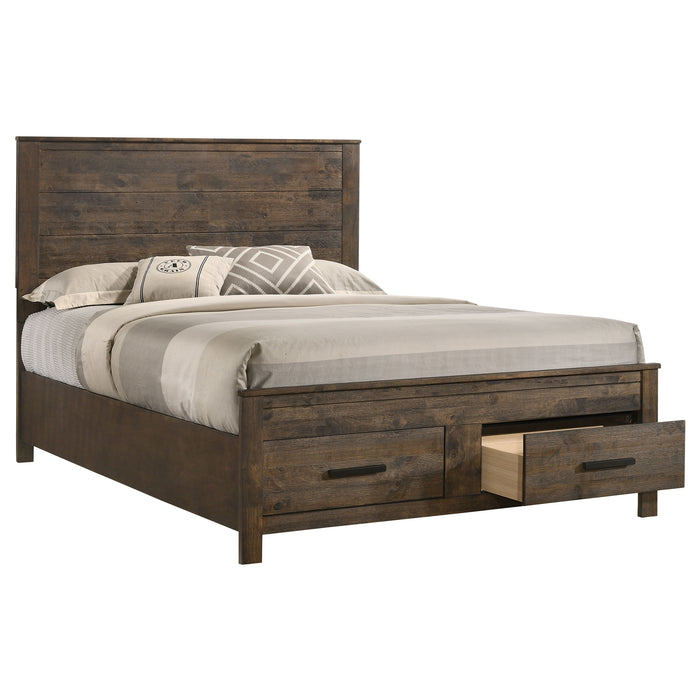 Woodmont Wood Queen Storage Panel Bed Rustic Golden Brown