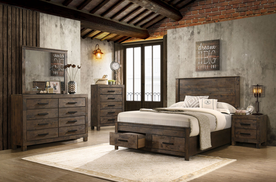 Woodmont Wood Queen Storage Panel Bed Rustic Golden Brown