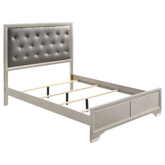 Salford Wood Eastern King Panel Bed Metallic Sterling