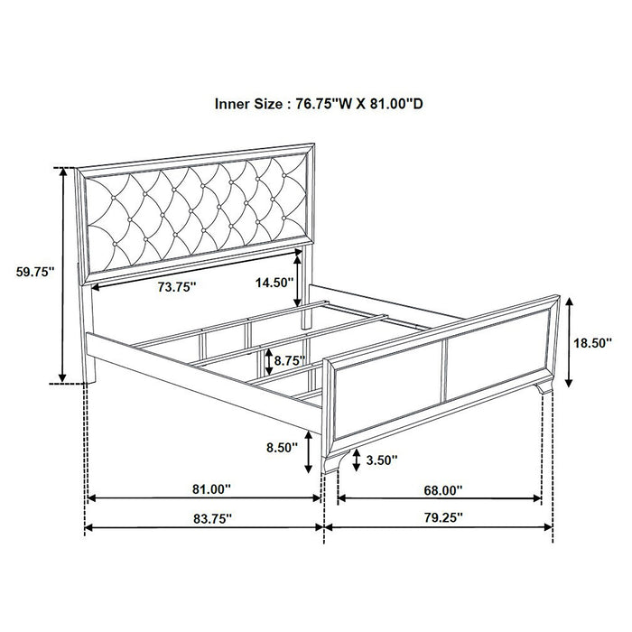 Salford Wood Eastern King Panel Bed Metallic Sterling