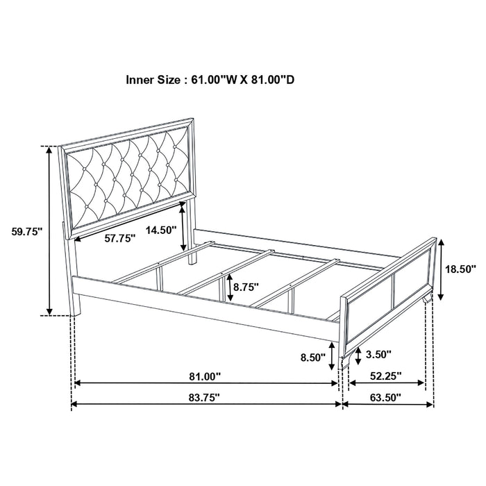 Salford Wood Queen Panel Bed Metallic Sterling