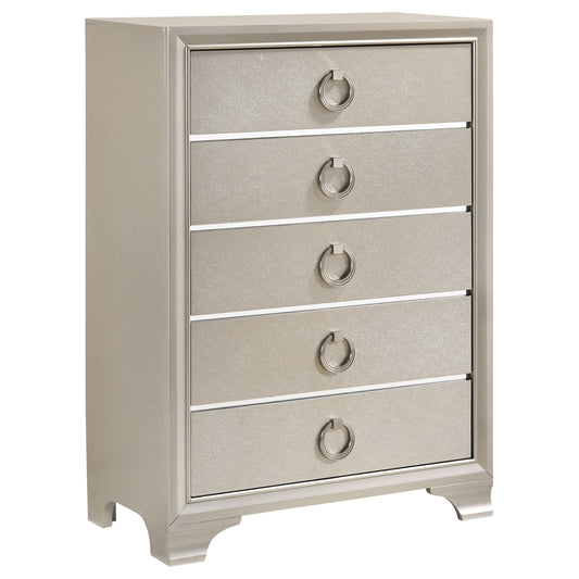 Salford 5-drawer Bedroom Chest Metallic Sterling