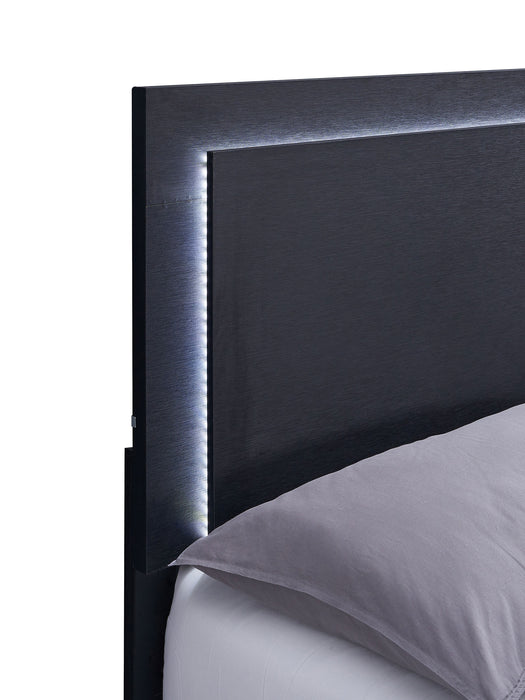 Marceline Wood Full LED Panel Bed Black