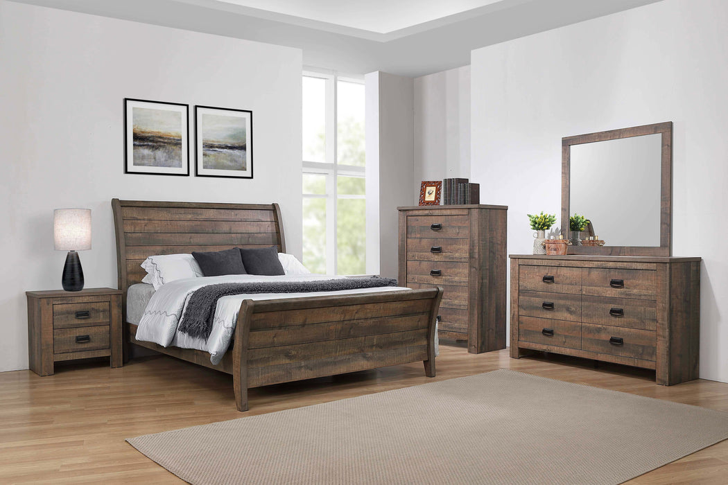 Frederick Wood Queen Sleigh Bed Weathered Oak